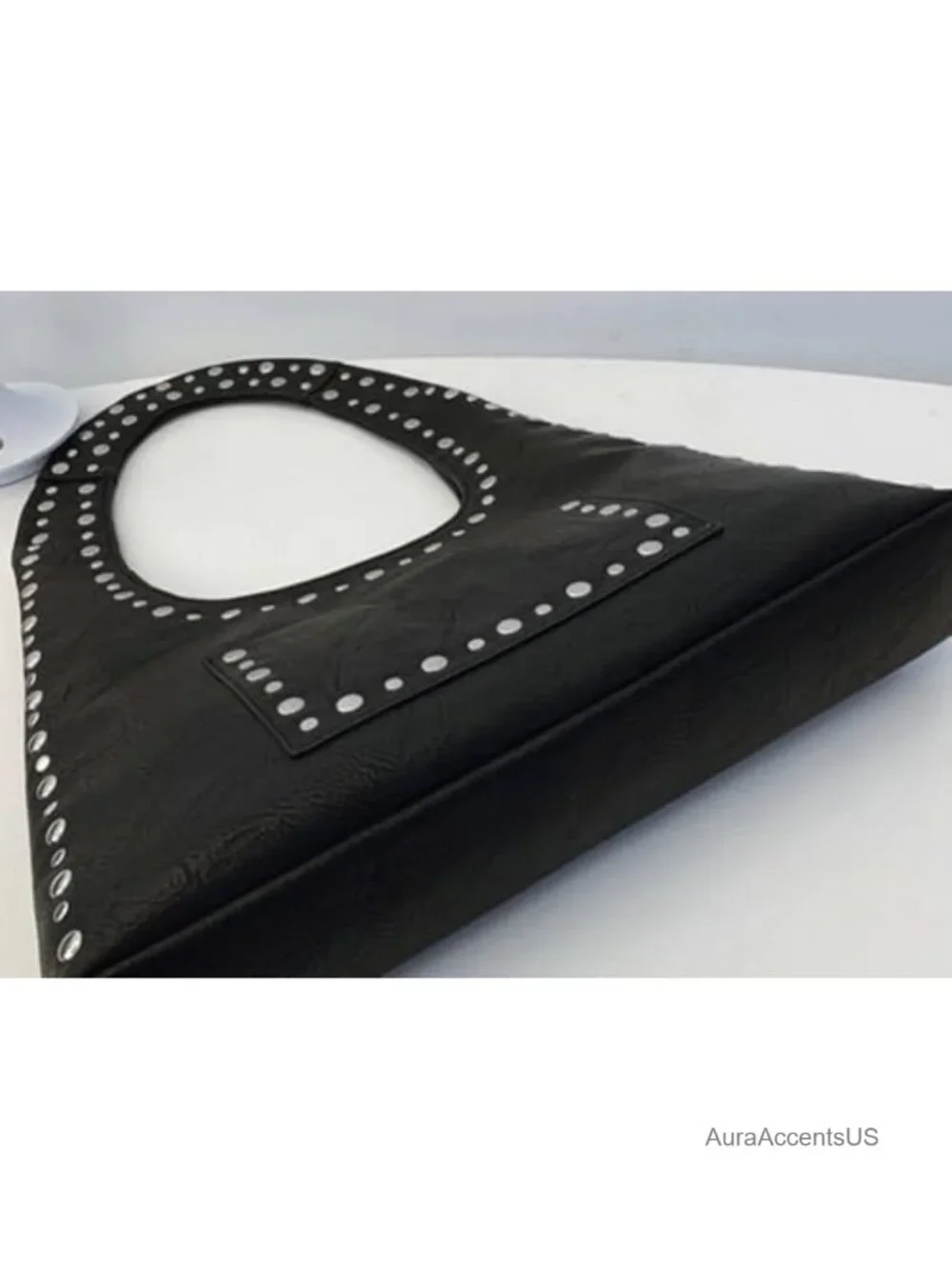 Faux Leather Hobo Bag Studded Punk Tote Shoulder Purse